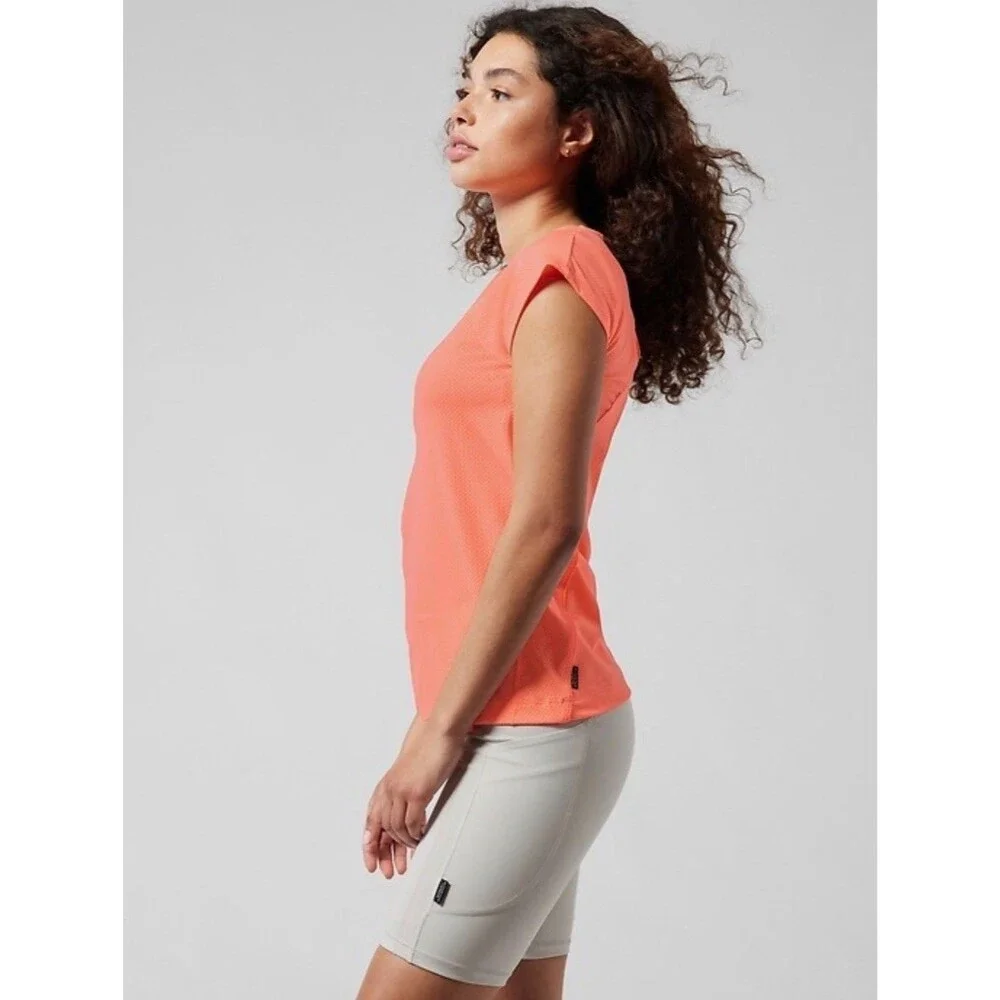 Athleta Allyson Felix Legend Fitted Tee Coral Running Shirt UPF 50+ Womens S/XS